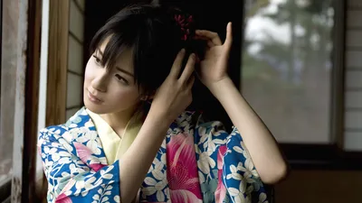 Asian Woman Blue Pink Floral Abstract Wallpaper 4K 1920x1080 Hd, Desktop, Wallpaper, Featuring, An, Asian, Woman, In, Blue, Pink, Floral, Kimono, White, Ultrawide, Full HD