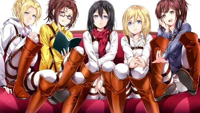 Five Characters Attack Titan Uniform Nature Wallpaper 4K 1800x1021 Hd, Desktop, Wallpaper, Featuring, Five, Characters, From, Attack, Titan, Uniform, Seated, Book, White, Ultrawide