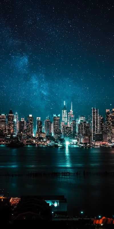 Night City Lights Reflections Black/Dark Wallpaper 4K 1080x2160