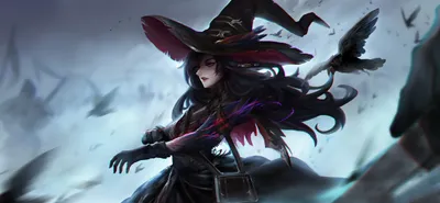 Fantasy Witch Dark Outfit Pointed Wallpaper 4K, Animals category