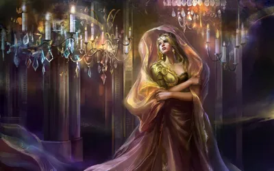 Calm Fantasy Wallpaper Fantasy Wallpaper 4K 1920x1200 A, Stunning, Hd, Fantasy, Wallpaper, Featuring, Woman, Elegant, Gown, Surrounded, Chandeliers, Ethereal, Gray, Brown, Ultrawide, Full HD