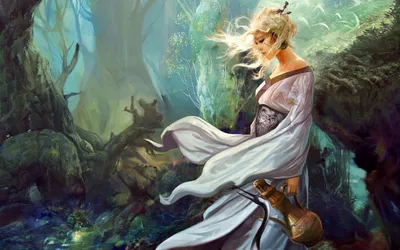 Epic Fantasy Wallpaper Fantasy Wallpaper 4K 1920x1200 A, Fantasy, Scene, Featuring, Woman, In, Flowing, Garments, Surrounded, Enchanted, Forest, Creating, Gray, Ultrawide, Full HD