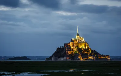 Radiant Illuminated Wallpaper Abstract Wallpaper 4K 1920x1200 Illuminated, Mont, Saint-michel, Abbey, At, Dusk, Rising, From, Tidal, Flats, Religious, Landmark, Gray, Ultrawide, Full HD