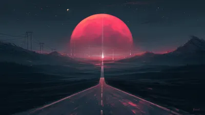 Sci Landscape Large Red Wallpaper 4K, Nature category