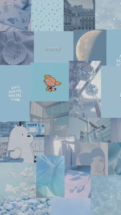 Cartoon Montage Light Blue Aesthetic Cars Wallpaper 4K 1080x1920