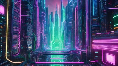 Neon Cityscape Futuristic Cyberpunk World Wallpaper 4K 3840x2160