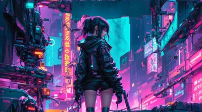 Cyberpunk Anime Girl Technology Wallpaper 4K 1755x980