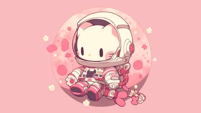 Hello Kitty Astronaut Pink Wallpaper 4K, Abstract category
