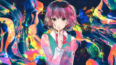 Anime Girl Abstract Wallpaper 4K, Abstract category