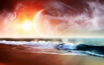 Sci Landscape Surreal Beach Intense Nature Wallpaper 4K 1680x1050 Hd, Desktop, Wallpaper, Featuring, A, Sci-fi, Landscape, With, Surreal, Beach, Intense, Sunset, White, Ultrawide