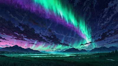 Northern Lights Aurora Borealis Night Nature Wallpaper 4K 1600x900