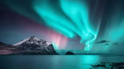 Northern Lights Mountains Night Nature Wallpaper 4K 1920x1080
