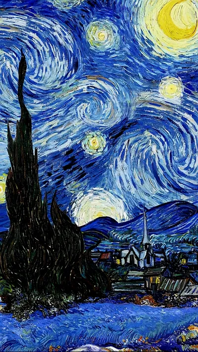 Van Gogh Starry Space Wallpaper 4K 1124x2000