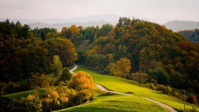 Fall Landscape Winding Vibrant Foliage Nature Wallpaper 4K 3840x2160 Hd, Desktop, Wallpaper:, Featuring, A, Beautiful, Fall, Landscape, Winding, Path, Through, Vibrant, White, Ultrawide, 4k