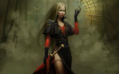 Radiant Blonde Wallpaper Fantasy Wallpaper 4K 1920x1200 A, Blonde, Woman, Warrior, Stands, Confidently, In, Gothic, Setting, Wielding, Sword, Dressed, Gray, Ultrawide, Full HD