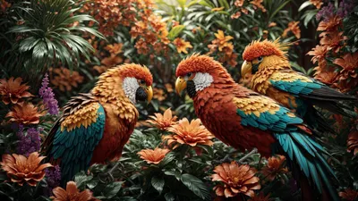 Colorful Birds Abstract Abstract Wallpaper 4K 2560x1440 Colorful, Birds, Brown, Gray, Ultrawide, QHD
