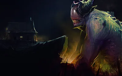 Moody Dark Wallpaper Black/Dark Wallpaper 4K 1920x1200 Hd, Pc, Desktop, Wallpaper, Featuring, A, Dark, Menacing, Creature, Glowing, Eyes, Looming, Brown, Blue, Ultrawide, Full HD