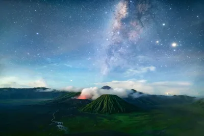 Calm Breathtaking Wallpaper Nature Wallpaper 4K 2048x1366 A, Breathtaking, Hd, Desktop, Wallpaper:, Featuring, Volcano, Under, Vivid, Milky, Way, Starry, Brown, Gray, Landscape, Full HD