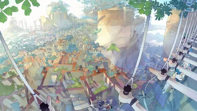 Moody Anime Wallpaper World Wallpaper 4K 1920x1080 Hd, Anime, Cityscape, With, Vibrant, Buildings, And, Lush, Greenery, Captured, Detailed, Immersive, White, Gray, Ultrawide, Full HD