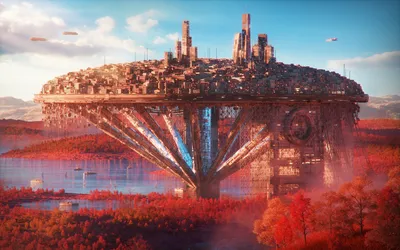 Dreamy Vibrant Wallpaper Nature Wallpaper 4K 1920x1200 Hd, Pc, Desktop, Wallpaper, Of, A, Vibrant, Sci-fi, City, Suspended, Above, Red-hued, White, Gray, Ultrawide, Full HD