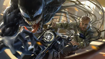 Venom Movie Depicting Lunging Cars Wallpaper 4K 4266x2400 4k, Ultra, Hd, Venom, Movie, Wallpaper, Depicting, Lunging, Toward, Man, Riding, Motorcycle, Brown, Gray, Ultrawide