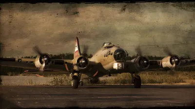Boeing Flying Fortress Taxiing Vintage Wallpaper 4K, Nature category