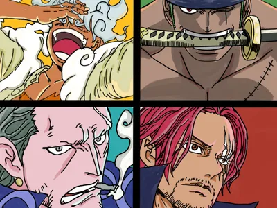 One Piece Characters Abstract Wallpaper 4K 3333x2500 Hd, Pc, Wallpaper:, Featuring, One, Piece, Characters, In, Dynamic, Poses, Including, Gear, White, Landscape, QHD