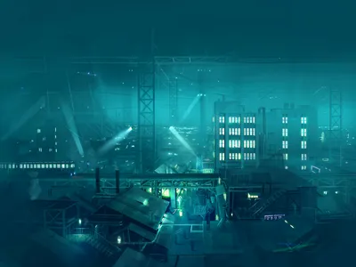 Anime Cityscape Night World Wallpaper 4K 1920x1440 Hd, Anime, Cityscape, At, Night, With, Illuminated, Buildings, Industrial, Structures, Captured, Detailed, Brown, Pink, Landscape, Full HD