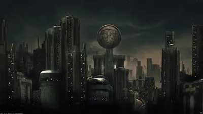 Misty Sci Wallpaper World Wallpaper 4K 2000x1126 Hd, Sci-fi, Cityscape, At, Night, With, Towering, Futuristic, Buildings, Large, Spherical, Structure, Brown, Ultrawide, Full HD