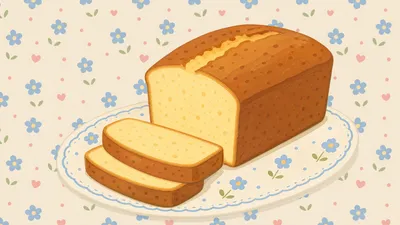 Illustrated Pound Cake Nature Wallpaper 4K 3840x2160 Illustrated, Pound, Cake, With, Two, Slices, On, A, Floral, China, Plate, Pastel, White, Ultrawide, 4k