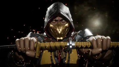 Radiant Scorpion Wallpaper Games Wallpaper 4K 1920x1080 Hd, Pc, Desktop, Wallpaper, Featuring, Scorpion, From, Mortal, Kombat, Gripping, His, Iconic, White, Brown, Ultrawide, Full HD