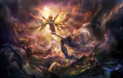 Vibrant Fantasy Wallpaper Nature Wallpaper 4K 1920x1218 Hd, Desktop, Wallpaper:, Featuring, A, Fantasy, Scene, With, Angel, Warrior, Amidst, Clouds, Brown, Gray, Ultrawide, Full HD