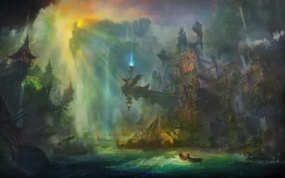 Fantasy Landscape Ancient Fantasy Wallpaper 4K 3000x1875 Hd, Desktop, Wallpaper:, Featuring, A, Fantasy, Landscape, With, Ancient, Ruins, Glowing, Beacon, Gray, Ultrawide, QHD