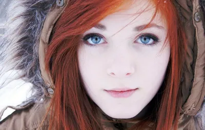 Close Woman Blue Eyes Vibrant Nature Wallpaper 4K 1900x1200 A, Close-up, Of, Woman, With, Striking, Blue, Eyes, Vibrant, Red, Hair, Wearing, White, Ultrawide
