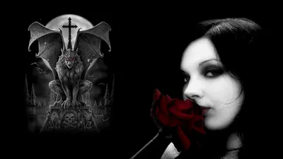 Dark Gothic Mysterious Space Wallpaper 4K 1920x1080 A, Dark, Gothic, Scene, Featuring, Mysterious, Woman, Holding, Red, Rose, Paired, Haunting, White, Ultrawide, Full HD