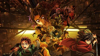 Golden Characters Wallpaper Fantasy Wallpaper 4K 3840x2160 4k, Ultra, Hd, Desktop, Wallpaper, Featuring, Characters, From, Demon, Slayer:, Kimetsu, Yaiba, Brown, White, Ultrawide