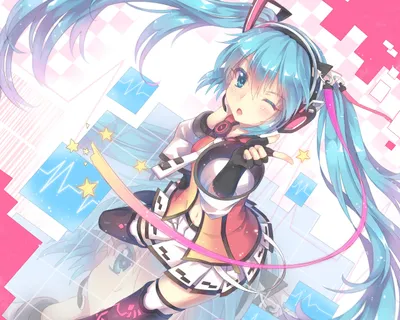 Hatsune Miku Vocaloid Winking Abstract Wallpaper 4K 2560x2048 Hd, Desktop, Wallpaper, Featuring, Hatsune, Miku, From, Vocaloid, Winking, Blue, Hair, Eyes, White, Square, QHD
