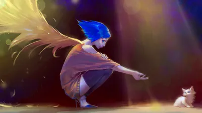 Fantasy Angelic Figure Blue Hair Fantasy Wallpaper 4K 1920x1080 Fantasy, Hd, Wallpaper, Featuring, An, Angelic, Figure, With, Blue, Hair, Reaching, Out, Brown, Gray, Ultrawide, Full HD