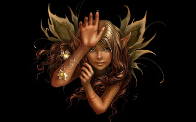 Bold Captivating Wallpaper Fantasy Wallpaper 4K 1920x1200 A, Captivating, Fantasy, Fairy, With, Green, Eyes, Pointed, Ears, Elegant, Wings, Emerges, Brown, Orange, Ultrawide, Full HD