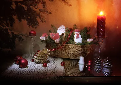 Quad Cozy Christmas Still Nature Wallpaper 4K 3000x2108 2k, Quad, Hd, Desktop, Wallpaper, Cozy, Christmas, Still, Life, Wicker, Basket, Baubles, Purple, Orange, Brown, Landscape, QHD