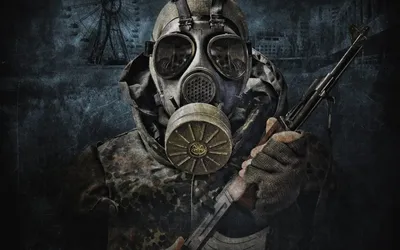 Serene Dark Wallpaper Black/Dark Wallpaper 4K 1680x1050 A, Dark, Hd, Desktop, Wallpaper:, Featuring, Figure, Wearing, Gas, Mask, Holding, Rifle, Gray, Ultrawide