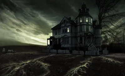 Dark Abandoned Victorian Black/Dark Wallpaper 4K 1920x1167 Dark, Abandoned, Victorian, House, With, A, Haunted, Atmosphere, Under, Stormy, Sky, Captured, White, Gray, Ultrawide, Full HD