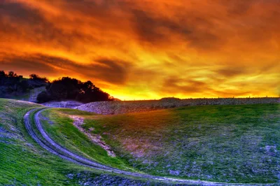 Calm Vibrant Wallpaper Nature Wallpaper 4K 2048x1365 A, Vibrant, Sunset, Paints, The, Sky, In, Hues, Orange, Yellow, Over, Winding, Brown, Ultrawide, Full HD