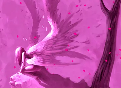 Radiant Fantasy Wallpaper Fantasy Wallpaper 4K 1373x1001 A, Fantasy, Scene, Featuring, Fallen, Angel, With, Pink, Wings, Resting, Amidst, Petals, Landscape