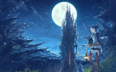 Bright Anime Wallpaper Fantasy Wallpaper 4K 1680x1050 Anime-style, Wallpaper, Depicting, A, Young, Girl, With, Lantern, Standing, Before, Towering, Castle, Pink, White, Ultrawide
