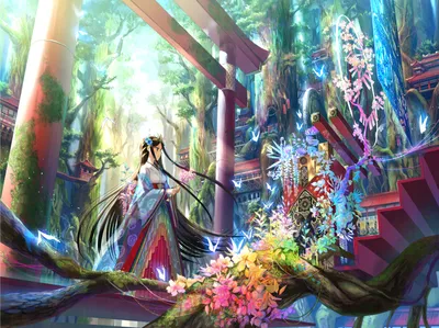 Colorful Fantasy Figure Traditional Attire Abstract Wallpaper 4K 1830x1368 A, Colorful, Fantasy, Scene, Featuring, Figure, In, Traditional, Attire, Standing, Amidst, Lush, White, Gray, Landscape