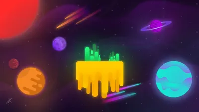 Minimalist Sci Space Neon Space Wallpaper 4K 1920x1080 Minimalist, Sci-fi, Space, Hd, Pc, Desktop, Wallpaper:, Neon, Sci, Dripping, Yellow, Floating, Black, Ultrawide, Full HD