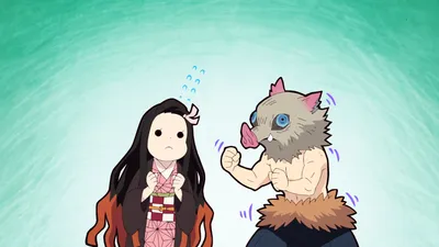 Chibi Nezuko Kamado Inosuke Hashibira Wallpaper 4K, Abstract category