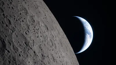 Cratered Moon Foreground Crescent Space Wallpaper 4K 3840x2160 4k, Ultra, Hd, Pc, Wallpaper, Cratered, Moon, In, Foreground, Crescent, Earth, Space, Gray, Ultrawide