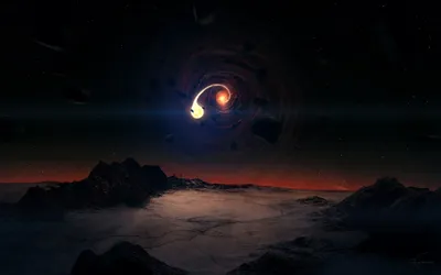 Sci Landscape Black Hole Celestial Wallpaper 4K, Black/Dark category
